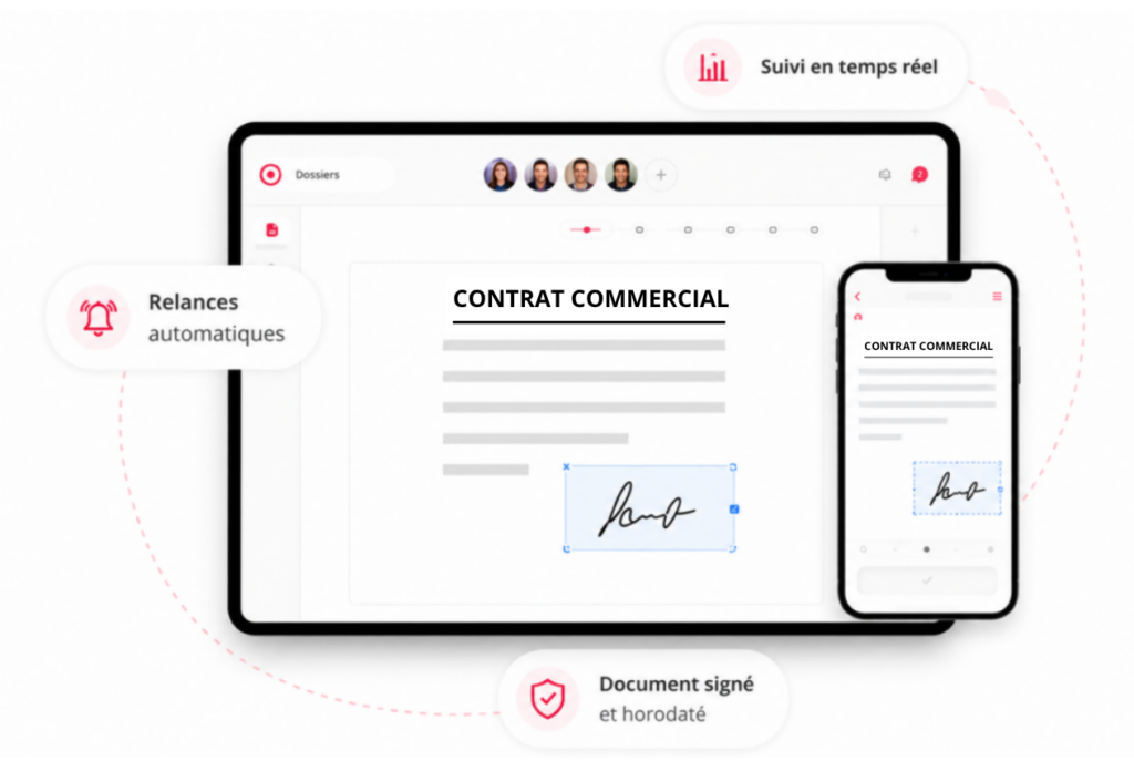 Signature électronique d'un document numérique de contrat commercial