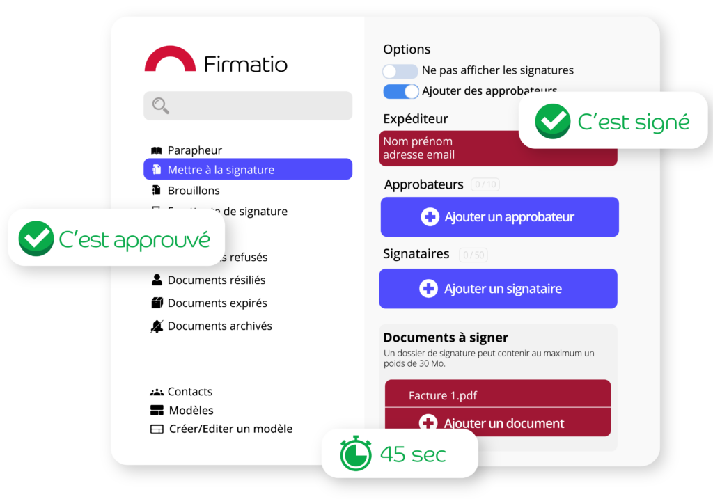 Application et tableau de bord FIRMATIO